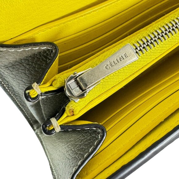 CELINE Taupe Leather Large Flap Multifunction Women's Long Wallet Made in Italy - Picture 11 of 15